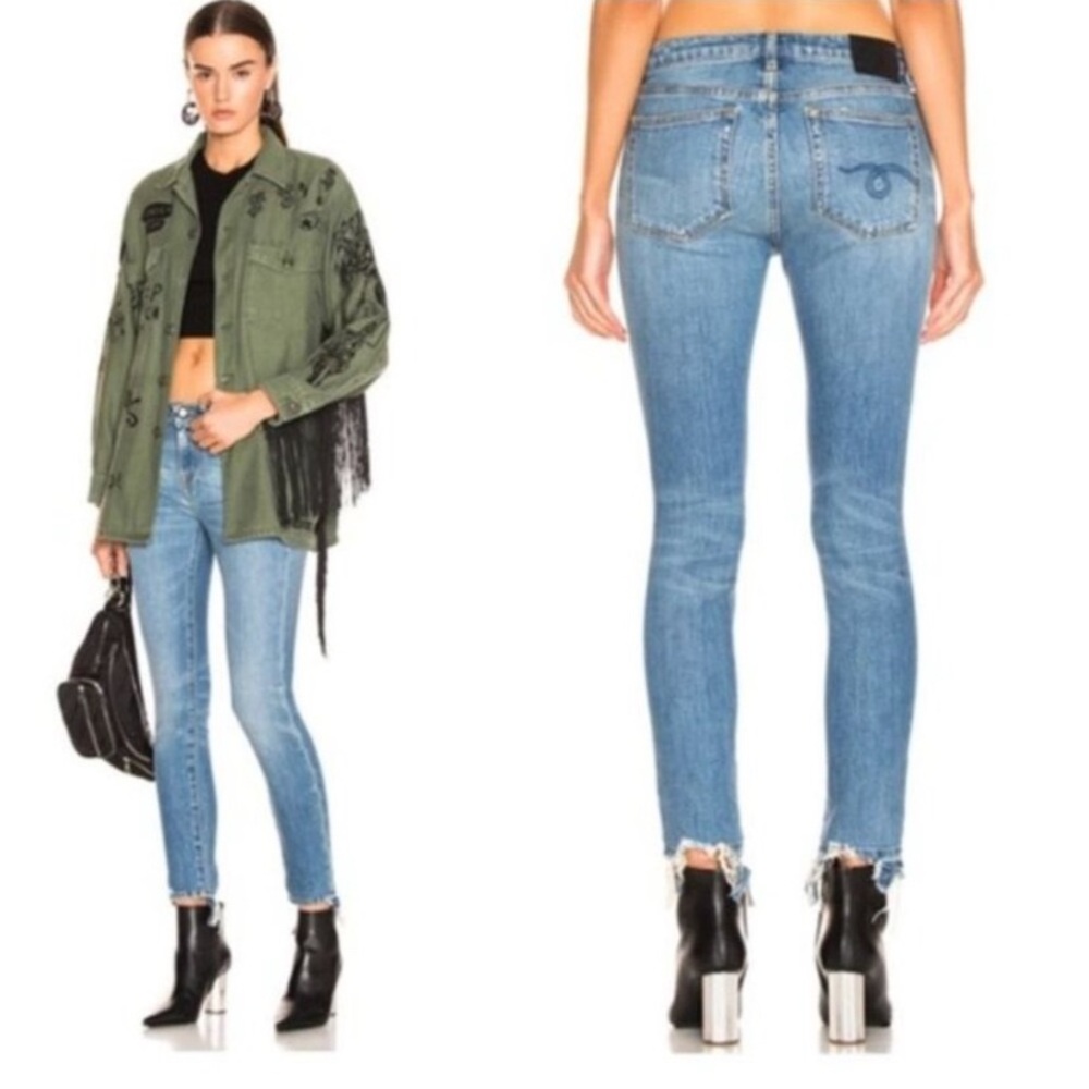 R13 Blue Skinny Jeans with Classic Indigo Wash